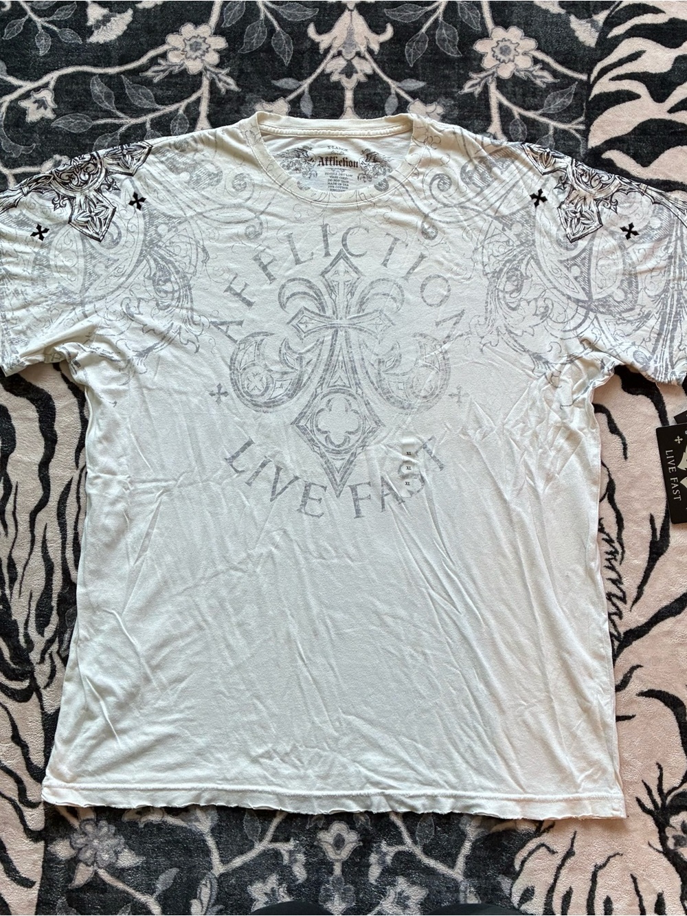 004 - MENS AFFLICTION Y2K ANGEL WINGS DOUBLE SIDED T SHIRT